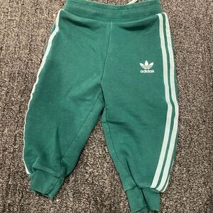 Adidas Kids Teal Joggers with White Stripes